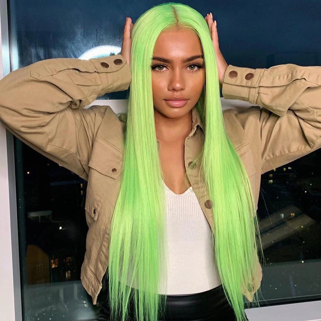 Tuneful Special Customise Light Green 13x6 Lace Frontal  Blonde Colored Wigs