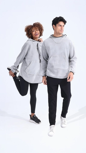 Unsiex Gray Fleece Hoodie