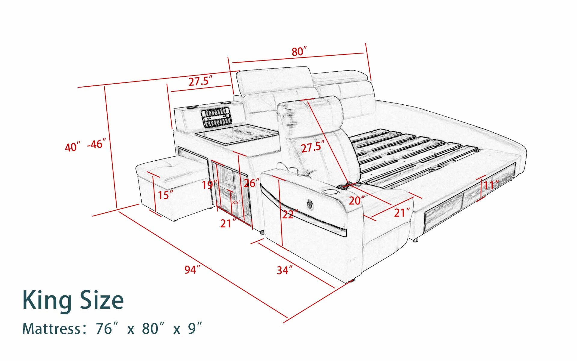 Upgraded Monica Multifunctional Smart Bed | Futuristic Furniture