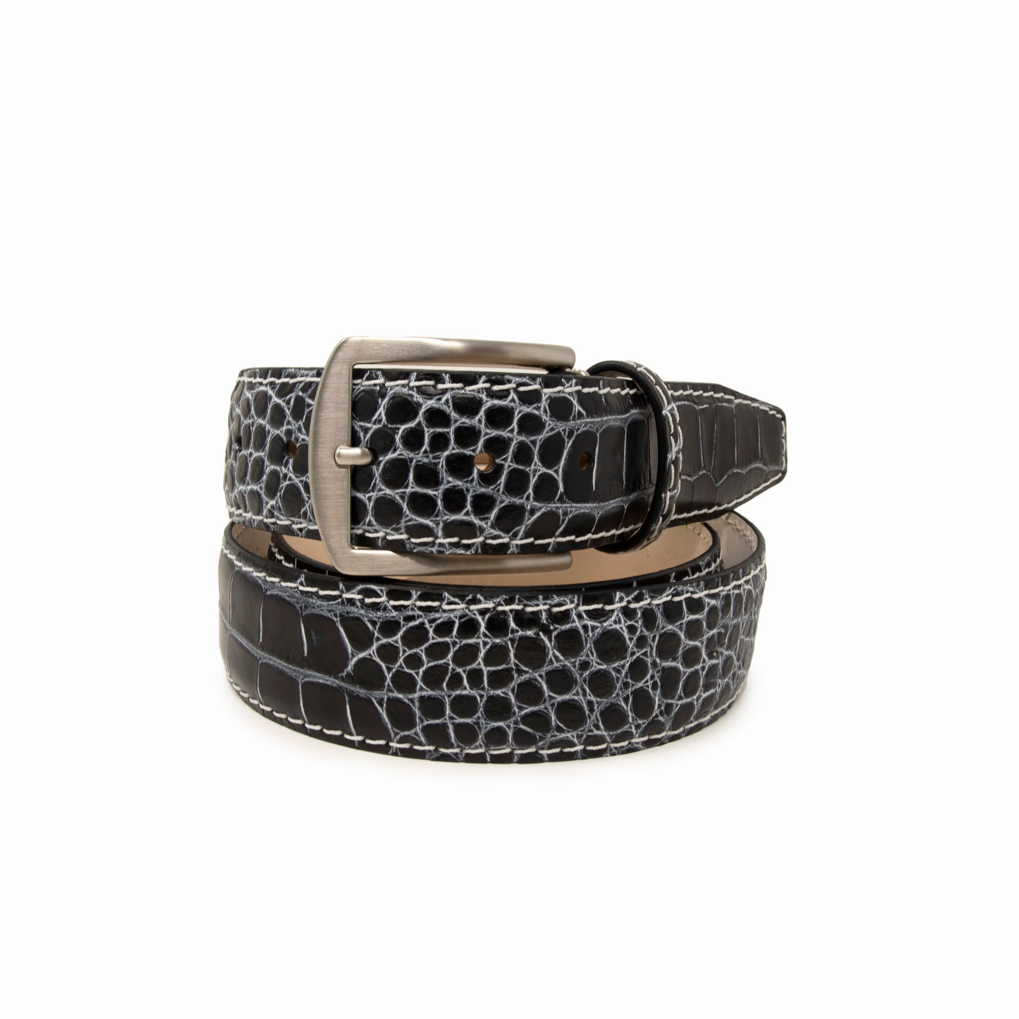 Vintage Natural Mock Gator - Black & White - 40mm