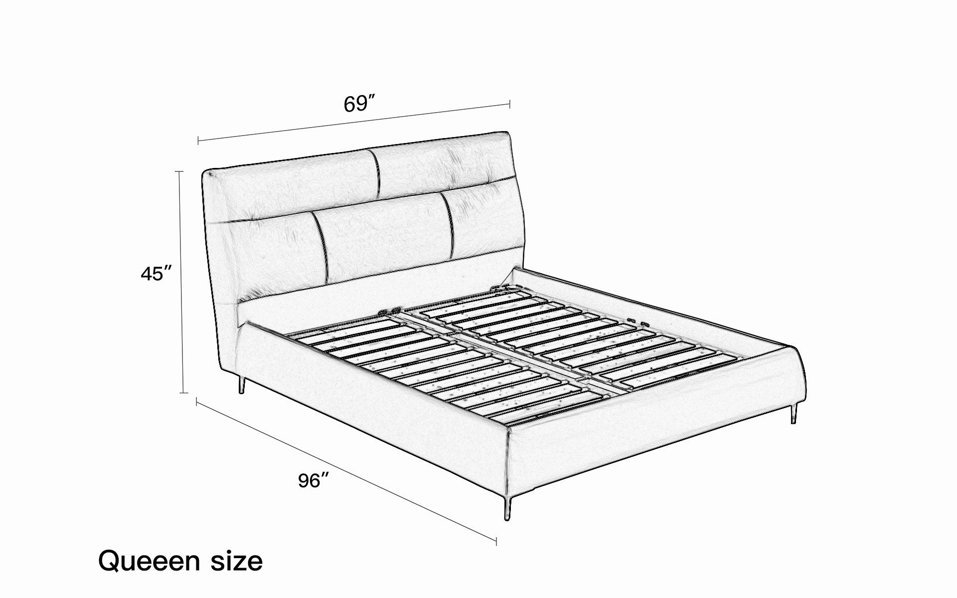 Zephyr Modern Leather Platform Bed